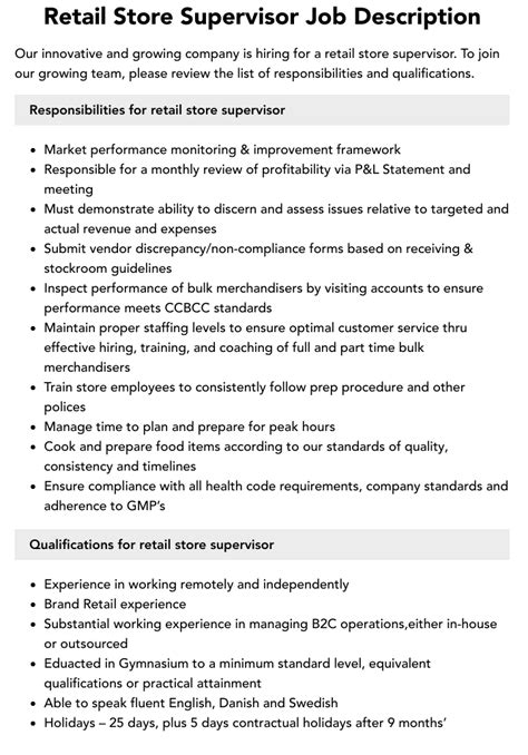 retail supervisor pay|supermarket supervisor job description.